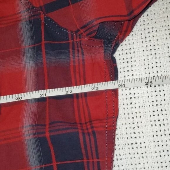 Rock & Republic Stretch Red Plaid Casual Button Down Sz XL Shirt w Pockets - Picture 9 of 11